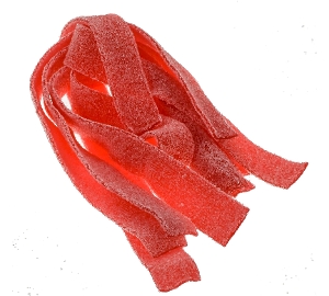 Sour Power Strawberry Candy Belts  from dorval's in red