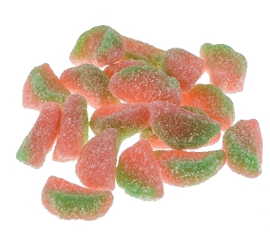 Sour Patch Watermelon  sugar coated gummy candy in green and red