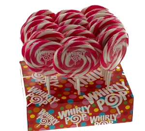Whirly Pop - Hot Pink & White - Strawberry 3.0 inch 1.5 oz. of lollipop candy